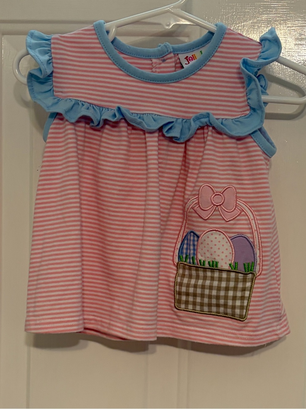 Jellybean Lovely Pink and White Striped Easter Egg Dress Dress Size 3 Months